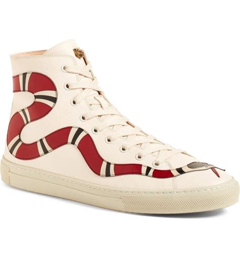 white leather high top with snake gucci|Gucci high tops for men.